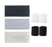 Pack De 3 Diademas, 2 Pares De Muñequeras Absorbentes De Sudor, Diademas Negras, Diademas Anchas Para Mujer, Diademas Deportivas, Diademas Para Correr, Diademas Elásticas, Diademas De Tela