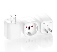 Pack de 3 enchufes de viaje actualizados, adaptador de viaje europeo para Japón, compatible con Europa, Italia, Suiza, Brasil, Estados Unidos, Japón, incluye adaptador tipo A (10 A 250 V) - Blanco (3