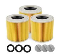 Pack de 3 filtros compatibles con aspiradoras Kärcher WD3, WD2, WD1, MV3, MV2, A, K, KNT, NT, SE, VC, reemplazo para filtro original, filtro aspiradora Kärcher.
