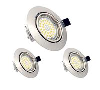 Pack de 3 Foco Empotrable redondo modelo Con Bombilla LED GU10 7W Blanco Cálido 3000K 600LM, Luz de Techo Giratorios IP44 Para Baño de Cocina, Recibidor, Oficina