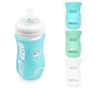Pack de 3 fundas de silicona para biberones Avent Natural, de cristal, funda protectora para botellas de bebé, portabiberones irrompibles, compatible con biberones de cristal Philips Avent Natural,
