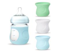 Pack de 3 fundas de silicona para botellas Avent de cristal de 120 ml, funda irrompible para botellas de cristal Avent, cubierta de silicona apta para alimentos, compatible con biberones de 4 oz, sin