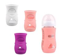 Pack de 3 fundas protectoras de silicona para botellas de vidrio Philips Avent, 240 ml, antiroturas para biberones, apto para lavavajillas, Libre de BPA (blanco/rosa/púrpura)