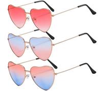 Pack De 3 Gafas De Sol Ombre En Forma De Corazón, Gafas De Sol En Forma De Corazón, Gafas Navideñas, Accesorios Navideños Para Mujer, Gafas De Sol Divertidas, Accesorios Divertidos