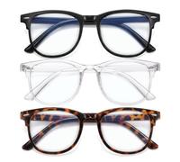 Pack de 3 Gafas Luz Azul Mujer, Gafas Filtro Luz Azul para Ordenador, Gafas de Lectura Sin Graduar con Montura Retro, Gafas Pantalla Ordenador para Anti Fatiga Ocular y Teletrabajo