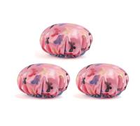 Pack de 3 Gorros de Ducha Impermeables Doble Capa, Gorros de Baño Reutilizables con Estampado Leopardo y Floral, Protector for el Cabello(#5)