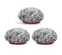 Pack de 3 Gorros de Ducha Impermeables Doble Capa, Gorros de Baño Reutilizables con Estampado Leopardo y Floral, Protector for el Cabello(#1)