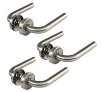 Pack de 3 Juego de Manilla con Roseta Redonda de acero inoxidable para puertas