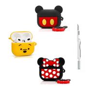 Pack de 3 + Lápiz Limpiador XMBYGY Funda para AirPods de 3ª Generación con Kit de Lápiz de Limpieza, Funda de Silicona con Diseño de Dibujos Animados Linda y Protectora para AirPods 3 (MC+WN+MN)
