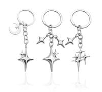 Pack De 3 Llaveros De Estrella De Cuatro Puntas, Llaveros Decorativos De Metal, Llaveros Creativos, Charms para Bolsos, Llaveros Sencillos Y De Moda