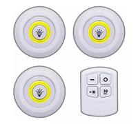 Pack de 3 Luces Led, Mando a Distancia Inalámbrico, Activación Por Pulsador, Luz Led Regulable, Instalación Sin Cables funciona con pilas, Ideal para Luz Interior Armario, Baño, Dormitorio, Vitrina