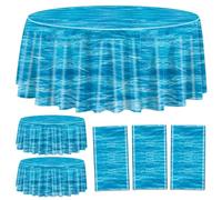 Pack De 3 Manteles Redondos Con Olas Del Océano De 210 X 210 Cm Bajo El Mar, Decoraciones De Fiesta, Mantel De Impresión De Agua, Mantel Para Océano, Temáticas De Fiesta, Decoración De Fiesta, Playa