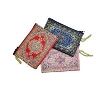 Pack de 3 Monederos Billeteros con Precioso Diseño Étnico 11cm x 8 cm. 1 Bolsillo de Cremallera para Guardar Tus Objetos. Colores Vivos y Alegres con Hilos Dorados (2)