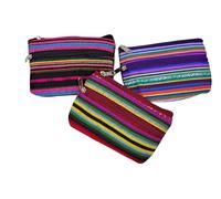 Pack de 3 Monederos Billeteros Étnicos con Estampado 11cm x 8 cm. 2 Bolsillos de Cremallera Cada Uno. Colores Vivos y Alegres (1)