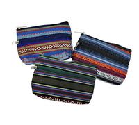 Pack de 3 Monederos Billeteros Étnicos con Estampado 11cm x 8 cm. 2 Bolsillos de Cremallera Cada Uno. Colores Vivos y Alegres (2)