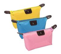 Pack de 3 neceseres portátiles con forma de albóndiga, bolsa de aseo portátil, bolsa de almacenamiento para objetos pequeños, puede contener pintalabios, lápiz de cejas, crema de manos, Rosa, azul,