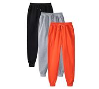 Pack de 3 pantalones de chándal unisex para otoño/invierno, cintura alta, cintura alta, pantalones de fitness, monocolor, elásticos, ligeros y cómodos, pantalones de chándal para correr al aire libre