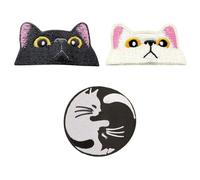 Pack De 3 Parches De Bordado, Parches Termoadhesivos Con Forma De Gato, Parches Decorativos De Cara De Gato, Parches Termoadhesivos Para Ropa, Parches Artesanales