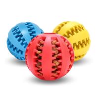 (Pack de 3) Pelota Interactiva Perro - Juguetes para Perros; Dispensadores de Golosinas - Pelotas Duraderas y Flexibles de Goma Natural para Limpieza Dental y Entretenimiento de Mascotas (5 cm)