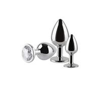 Pack de 3 plugs de metal plateado con Joya 3 tamaños