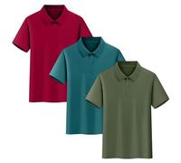 Pack de 3 Polos de Manga Corta para Niños,Cuello Solapa con Botones Camiseta Deporte de Algodón Suave y Cómodo Camisa Basica de Verano Casual Color Sólido Top Deportivo Niño Niña 3-17 años