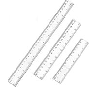 Pack de 3 reglas de plástico, 15 cm 20 cm 30 cm, regla transparente flexible de precisión, regla flexible de precisión para escuela, oficina, hogar (6, 8, 12 pulgadas)