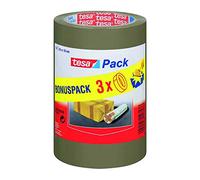 Pack de 3 rollos cinta embalaje tesapack, color marrón (66m x 50mm)