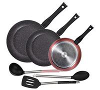 PACK DE 3 SARTENES Ø20/24 y 28 cms + SET DE 3PC DE UTENSILIOS DE COCINA EN NYLON