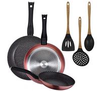 PACK DE 3 SARTENES Ø20/24 y 28 cms + SET DE 3PC DE UTENSILIOS DE COCINA EN SILICONA