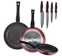 PACK DE 3 SARTENES Ø20/24 y 28 cms + SET DE 4PC DE CUCHILLOS EN ACERO INOXIDABLE