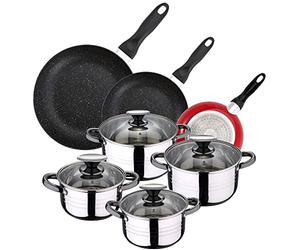 PACK DE 3 SARTENES SAN IGNACIO Ø16CM Ø20CM Ø24CM + BATERÍA DE COCINA DE 8PC EN ACERO INOXIDABLE