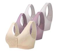 Pack de 3 sujetadores de algodón sin costuras para mujeres mayores con cierre de botones en la parte delantera, copas suaves que ofrecen un agarre cómodo en la vida cotidiana, 3 unidades, morado, 42