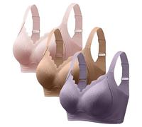 Pack de 3 sujetadores deportivos para mujer sin aros, push up, para pechos grandes, suaves, sin costuras, clásicos, cómodos, con copa completa, bralette, ligera transpirabilidad, sujetadores tipo