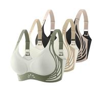 Pack de 3 sujetadores deportivos sin aros para mujer, con sujeción fuerte, sujetadores sin costuras, con sujetador push up ajustable, para entrenamiento de alta tensión, para yoga y fitness, caqui