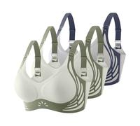 Pack de 3 sujetadores deportivos sin aros para mujer, con sujeción fuerte, sujetadores sin costuras, con sujetador push up ajustable, para entrenamiento de alta tensión, para yoga y fitness, violeta