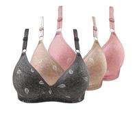 Pack de 3 sujetadores para mujer sin aros, ligeros, push-up, de algodón, tallas grandes, con tirantes ajustables, pechos grandes, sujeción fuerte, sin acolchado, lencería suave, cómoda, minimizadora,