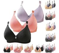 Pack de 3 sujetadores para mujer sin aros, ligeros, push-up, de algodón, tallas grandes, con tirantes ajustables, pechos grandes, sujeción fuerte, sin acolchado, lencería suave, cómoda, minimizadora,