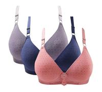 Pack de 3 sujetadores para mujer sin aros push up bustiers tallas grandes algodón bralette soporte fuerte anti flacidez sujetadores con tirantes ajustables bralette con puntos de lunares sujetadores