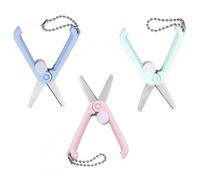 Pack de 3 Tijeras Creativas, Tijeras para Manualidades, Tijeras Pequeñas para Tela, Tijeras para Niños, Tijeras Pequeñas Plegables, para Bordar, Tejer, Cortar Papel (Azul + Rosa + Verde)