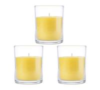 Pack de 3 Velas Aromáticas en Vaso de Cristal Reciclable 120g - 28h de Duración，Cera Vegetal Perfumada, Fabricadas en España, 8.5x7cm (Citronela)
