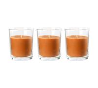 Pack de 3 Velas Aromáticas en Vaso de Cristal Reciclable 125g - 28h de Duración,Cera Vegetal Perfumada, Fabricadas en España, 8.5x7cm (Canela)