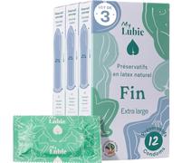 Pack de 3 x 12 Preservativos Ultra Finos - Lubricados, Veganos, Comercio Justo y Saludables - Preservativos XXL 60mm - Sensación Natural y Resistentes