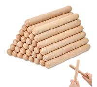 Pack de 34 Bastones Ritmo de Madera 20cm Claves Percusión Musicales para Niñ-os Escuela Banda Principiante Profesional Palos Ritmo Madera Natural Pulida Instrumentos Percusion Resistente Sin Astillas