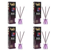 Pack de 4 Ambientadores Mikado Bali Frutos Rojos, Difusor de Aroma con Varillas de Ratán para Salón, Comedor y Hogar, Aromaterapia, 30 ml