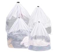 Pack de 4 Bolsas de Lavado para Lavadora, Bolsas con Cordón, Bolsas de Malla Reutilizables, Bolsa para Bebés, Sujetadores y Ropa Interior (Malla Fina, 4 Tamaños)