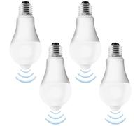 Pack de 4 Bombillas LED E27 Con Sensor de Movimiento: Lámpara PIR 12W Blanco Frío 6500K Con Sensor de Luz - Ahorro de Energía Para Pasillo, Garaje, Escaleras, Balcón