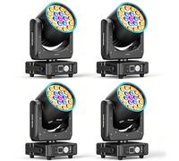 Pack de 4 Cabezas Móviles LED 285W Lámpara de Escena Moving Head | RGBW 60x0.8W Zoom 10-60° Luces DJ DMX512 para Eventos Discoteca Boda Concierto Bar Teatro