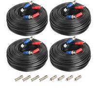 Pack de 4 cables para cámara todo en uno con cables BNC a RCA macho y hembra para sistemas de seguridad y vigilancia CCTV.