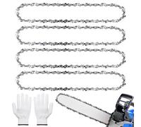 Pack de 4 Cadenas de Motosierra Telescópica 3/8"", Chainsaw Chain para de 35 cm, 52 Eslabones, 1.3mm, Cadena de Bajo Retroceso, se Utilizan en Huertos, Granjas, Viene con un par de Guantes.