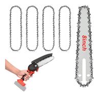 Pack de 4 Cadenas de Motosierra Telescópica 3/8" LP para Espadas de 24 cm, 48 eslabones, 1.3mm - Cadena de bajo retroceso, cadena mini motosierra 8 pulgadas, cadena motosierra de 8 pulgadas